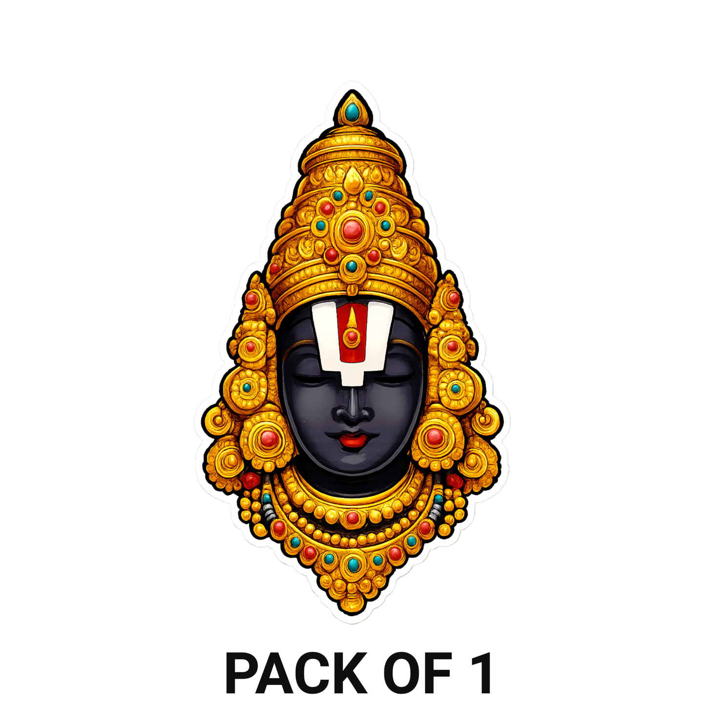 Smeeps Lord Balaji Face Sticker – 11.43 × 6.60 cm (4.5 × 2.6 Inch) Hindu Religious Vinyl Decal for Car & Bike | Waterproof UV Resistant Tirupati God Sticker