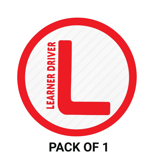 Smeeps Round Learner Driver Stickers (15.24 cm) – Bold "L" Plate with Text | Waterproof Vinyl, Car & Bike Compatible