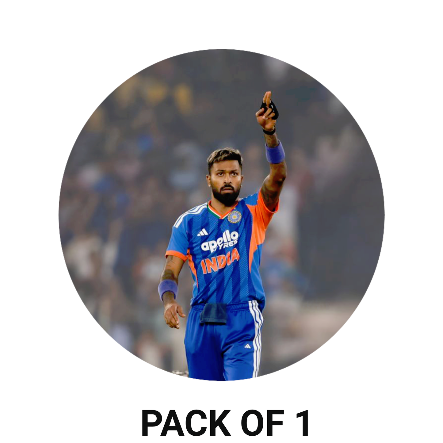 Smeeps Hardik Pandya India Sticker – 10.16 × 10.16 cm (4 × 4 Inch) Round Car & Bike Vinyl Decal | Team India All-Rounder Design | Waterproof UV Resistant