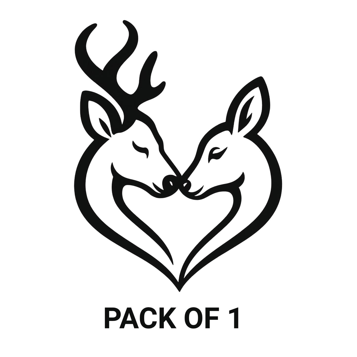 Smeeps Deer Couple Heart Sticker – 8.89 x 6.86 cm Car & Bike Vinyl Decal | Romantic Deer Love Design | Waterproof & Durable