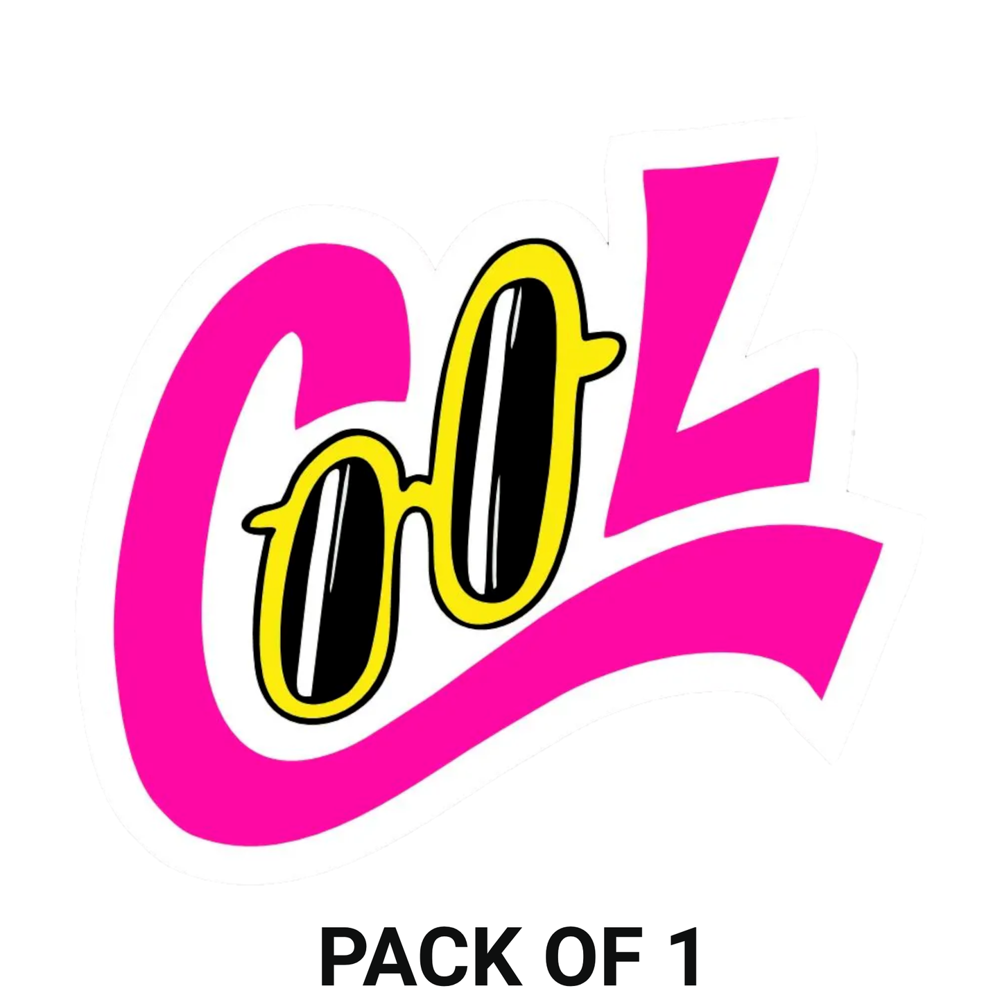 Smeeps “COOL” Sunglasses Sticker – 10.16 x 9.15 cm Trendy Neon Style Vinyl Decal | Retro Pink & Yellow Design | Waterproof & UV-Resistant Car, Bike & Laptop Sticker