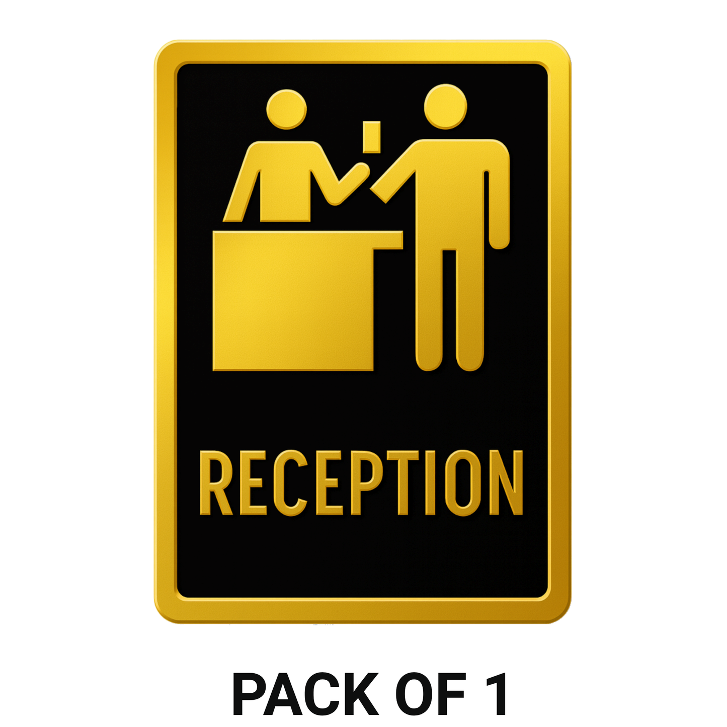 Smeeps Reception Sign Sticker – 13.97 x 10.16 cm Office Vinyl Label | Gold & Black Premium Design | Waterproof & Durable