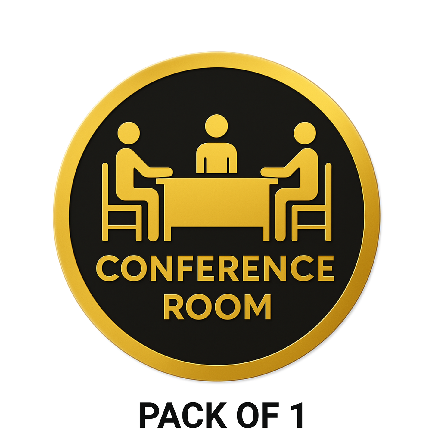 Smeeps Conference Room Sticker – 15.24 cm Round | Bold Gold & Black Design | Office Door/Wall Sign | Waterproof & UV-Proof Vinyl
