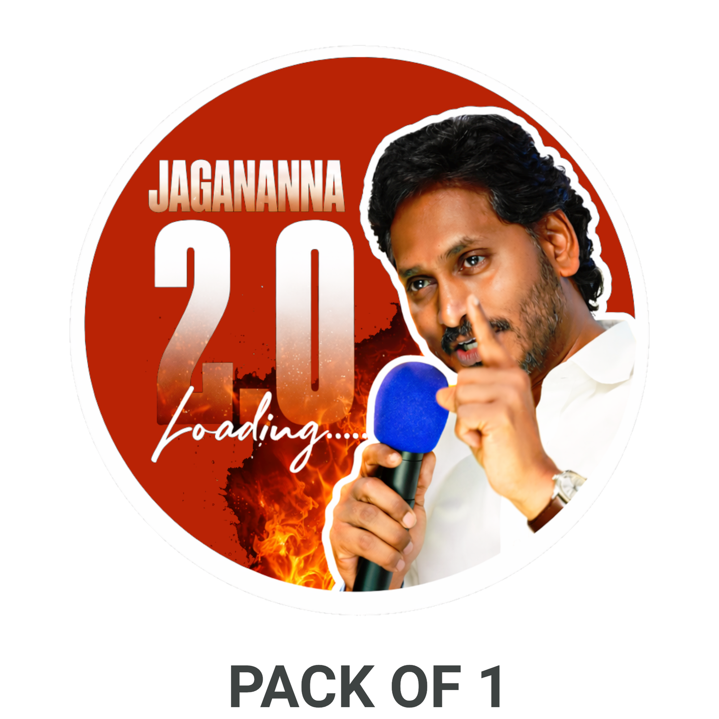 Smeeps Jagananna 2.0 Loading Vinyl Sticker – 10.16 × 10.16 cm (4 × 4 Inch) Waterproof Car Bike Laptop Decal | UV Resistant Wash Proof Political Round Sticker | Pack of 1