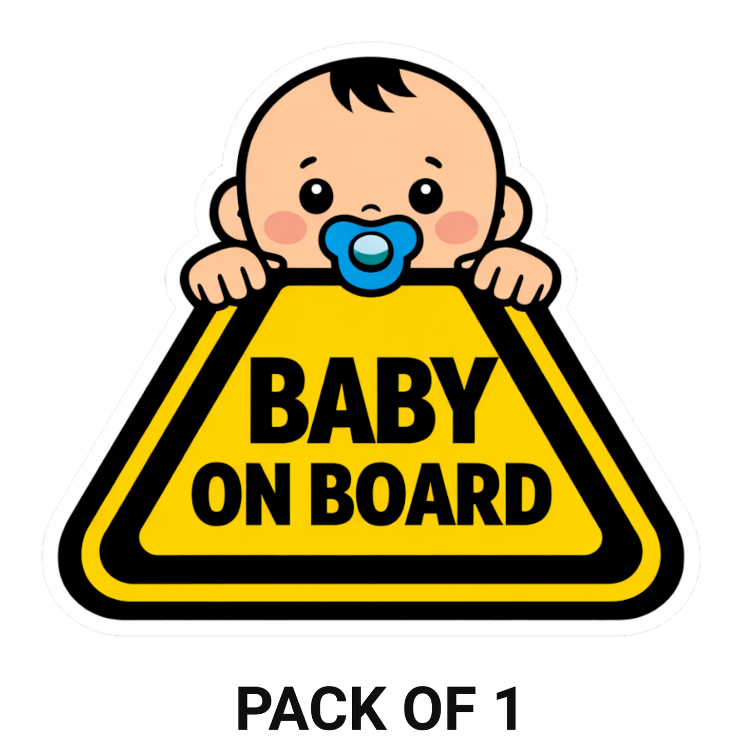 Smeeps Baby On Board Car Sticker – 14 × 12.7 cm (5.5 × 5 Inch) Waterproof Vinyl Safety Sticker for Cars | Cute Baby Warning Triangle Decal | UV Resistant | Pack of 1