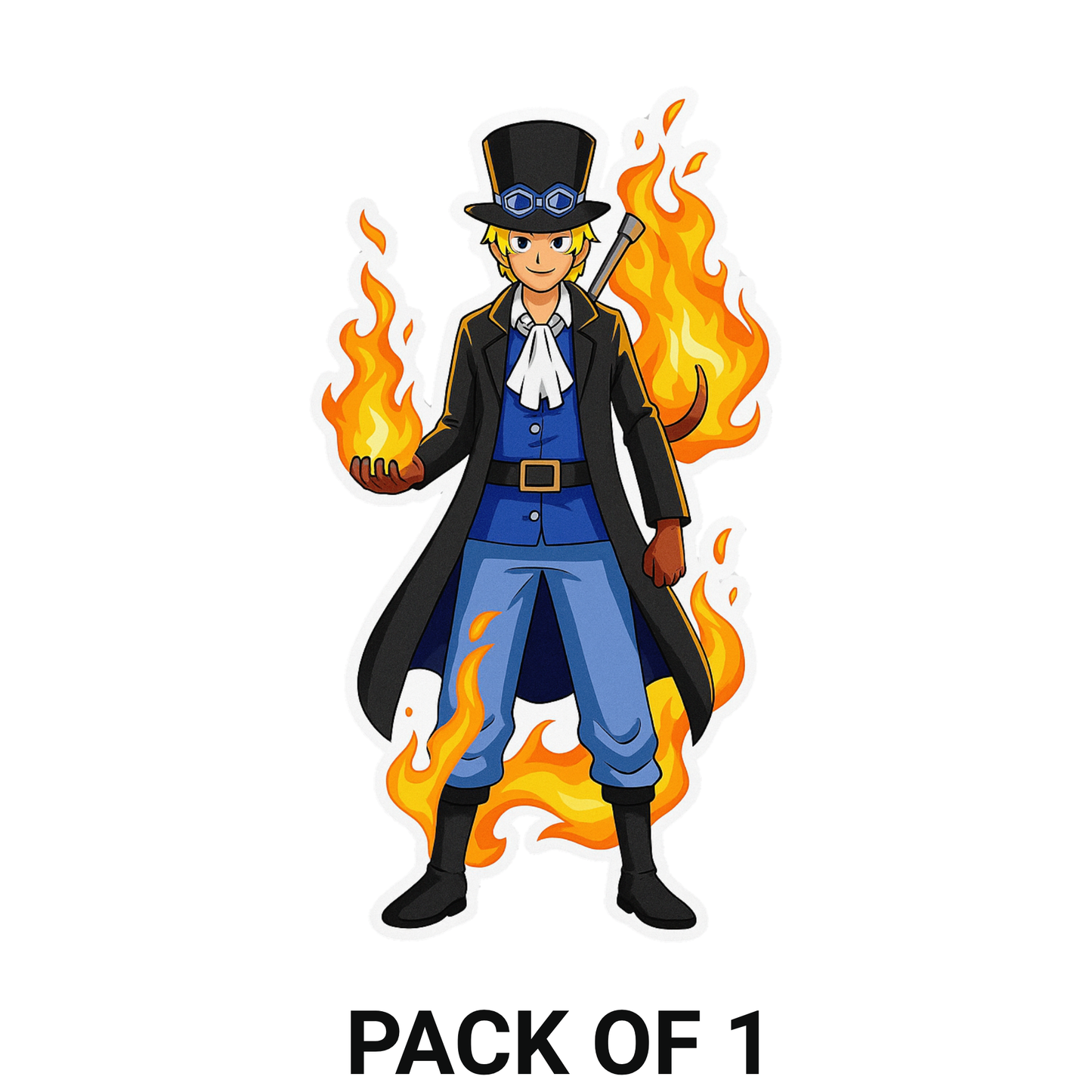 Smeeps Sabo Fire Fist Sticker โ 11.43 x 6.35 cm Car & Bike Vinyl Decal | Anime Flame Effect Design | Waterproof & UV-Resistant