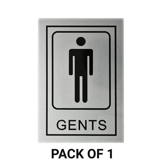 Smeeps “GENTS” Restroom Sign – 15.24 x 10.16 cm | Sleek Silver Finish with Black Print | Durable & Easy to Read | Self-Adhesive for Office, Mall, Café, School