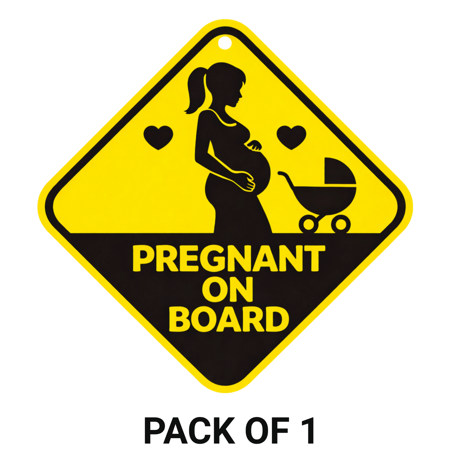 Smeeps Pregnant On Board Hanging Sign – 20.32 × 20.32 cm (8 × 8 Inch) Waterproof Baby Safety Car Hanging Board with Suction Cup | Pregnancy Awareness Vehicle Warning Sign