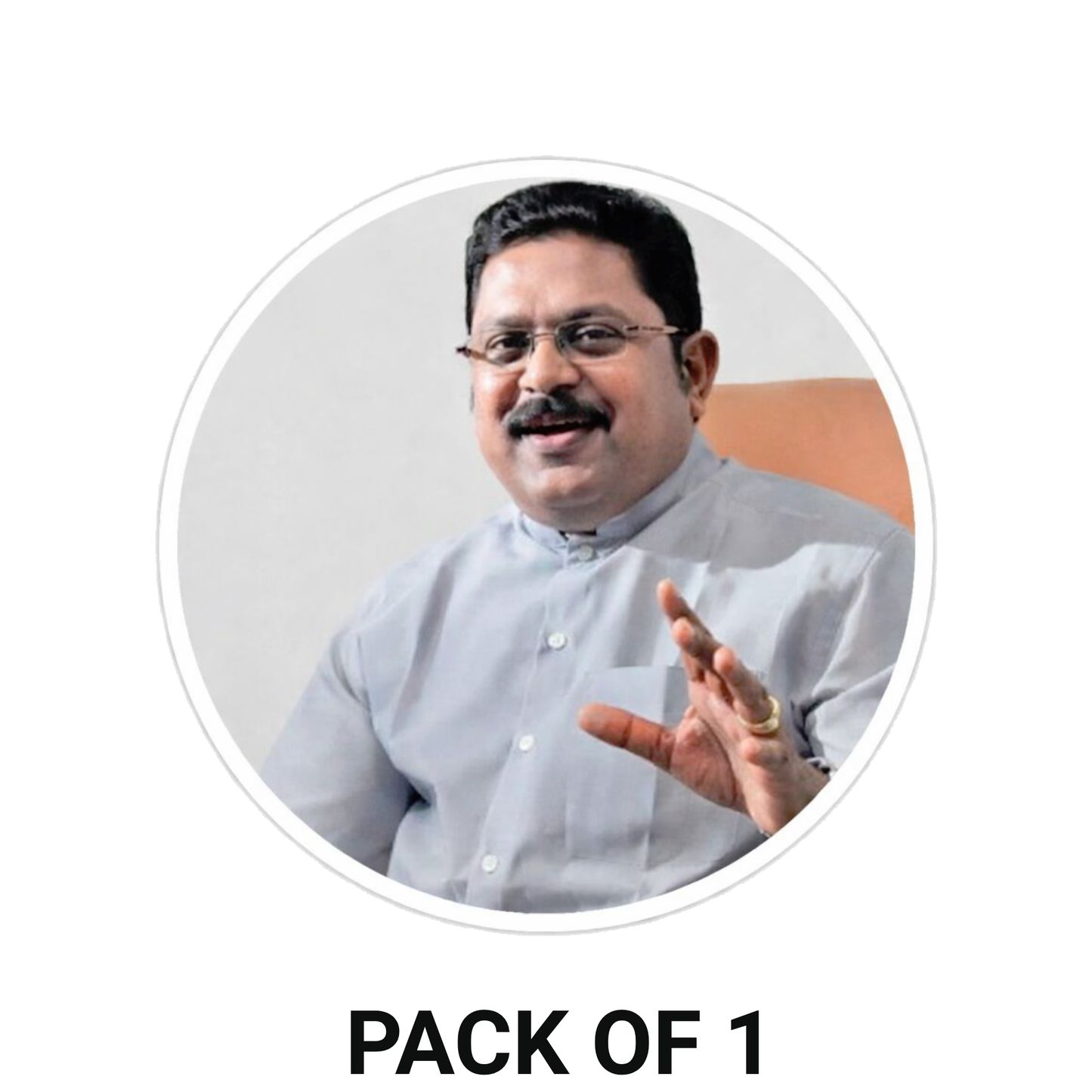 Smeeps T. T. V. Dhinakaran Portrait Round Sticker – 10.16 cm (4 Inch) Car & Bike Vinyl Decal | Waterproof UV Resistant Political Sticker