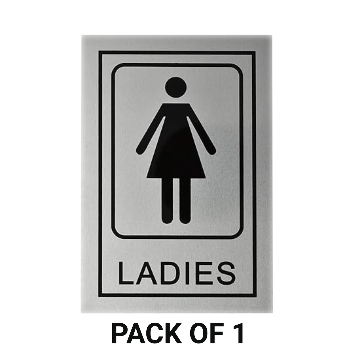 Smeeps “LADIES” Restroom Sign – 15.24 x 10.16 cm | Sleek Silver Finish with Black Print | Durable & Easy to Read | Self-Adhesive for Office, Mall, Café, School