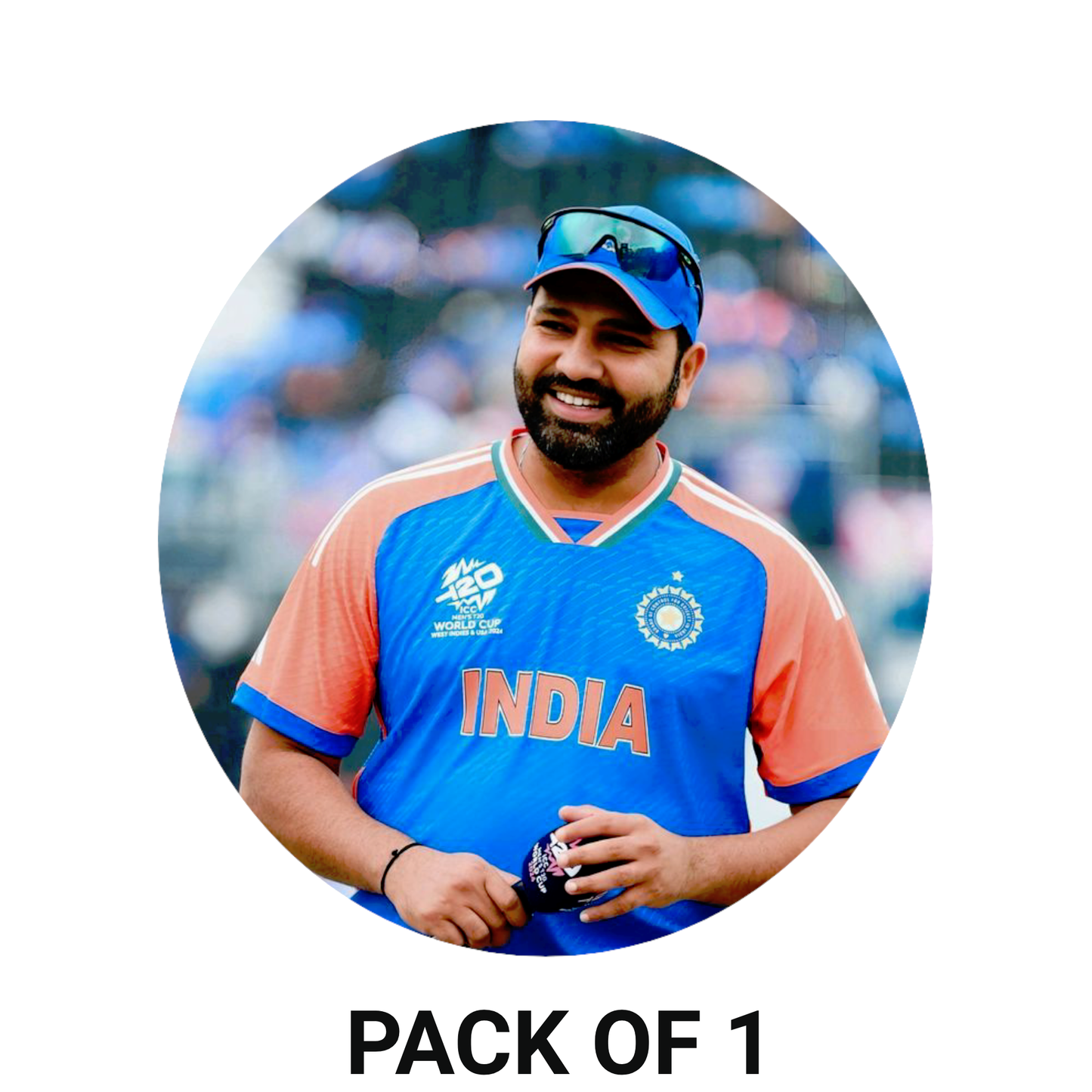 Smeeps Rohit Sharma India Cricket Sticker – 10.16 × 10.16 cm (4 × 4 Inch) Round Car & Bike Vinyl Decal | Indian Team Captain Design | Waterproof UV Resistant