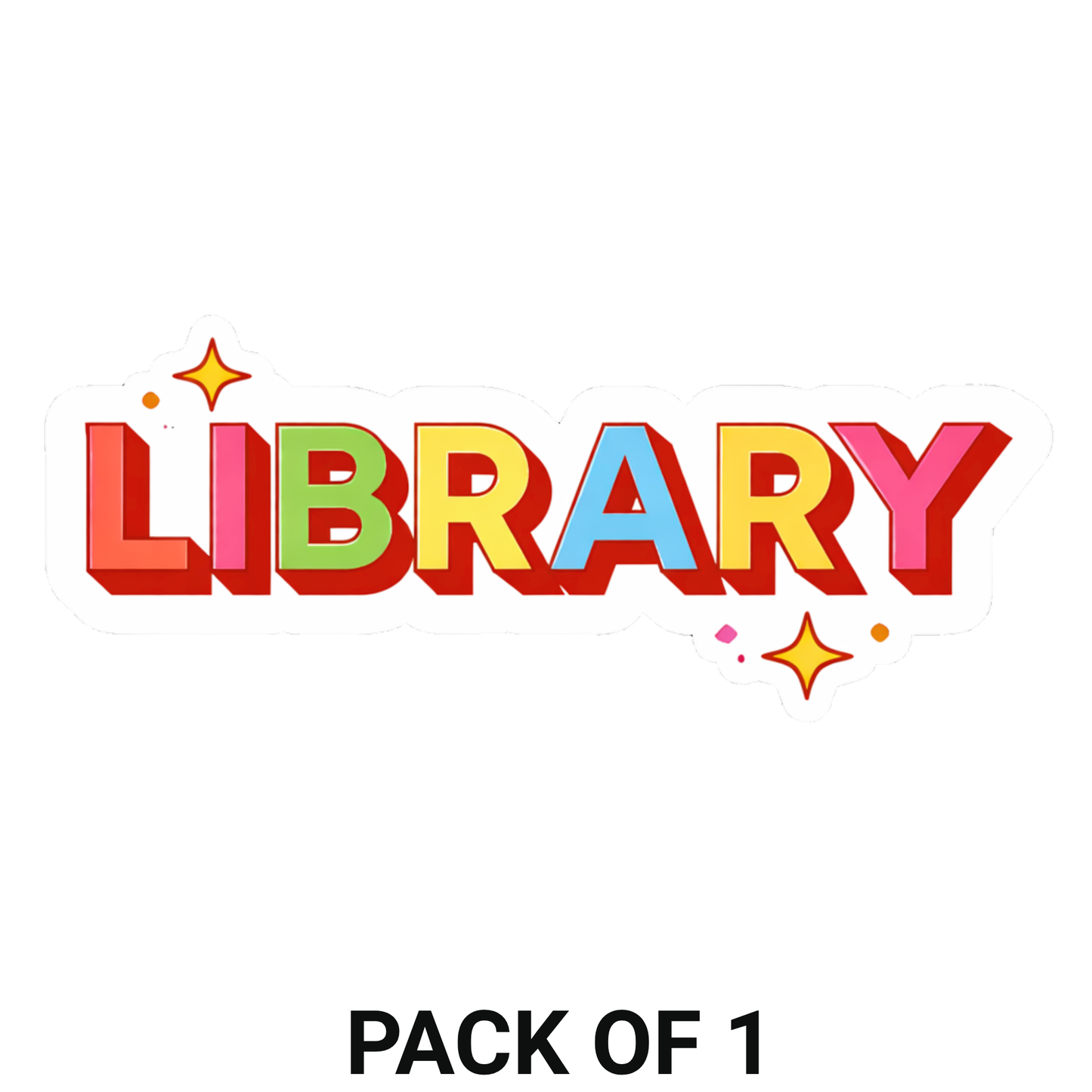 Smeeps Library Text Sticker – 15.45 × 6.35 cm (6.1 × 2.5 Inch) Premium Vinyl Decal | Colorful Library Name Design | Waterproof UV Resistant Wash Proof | Pack of 1