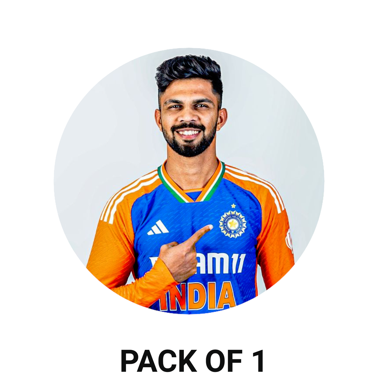 Smeeps Ruturaj Gaikwad India Cricket Sticker – 10.16 cm (4 Inch) Round Vinyl Car & Bike Decal | Team India Jersey Design | Waterproof UV Resistant