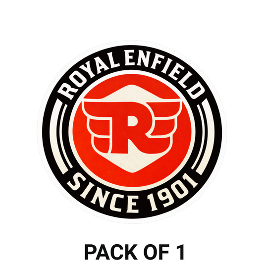 Smeeps Royal Enfield Logo Vinyl Sticker – 10.16 × 10.42 cm (4 × 4.1 Inch) Waterproof Bike Decal for Royal Enfield, Helmet, Laptop & Car | Premium Round Sticker | Pack of 1