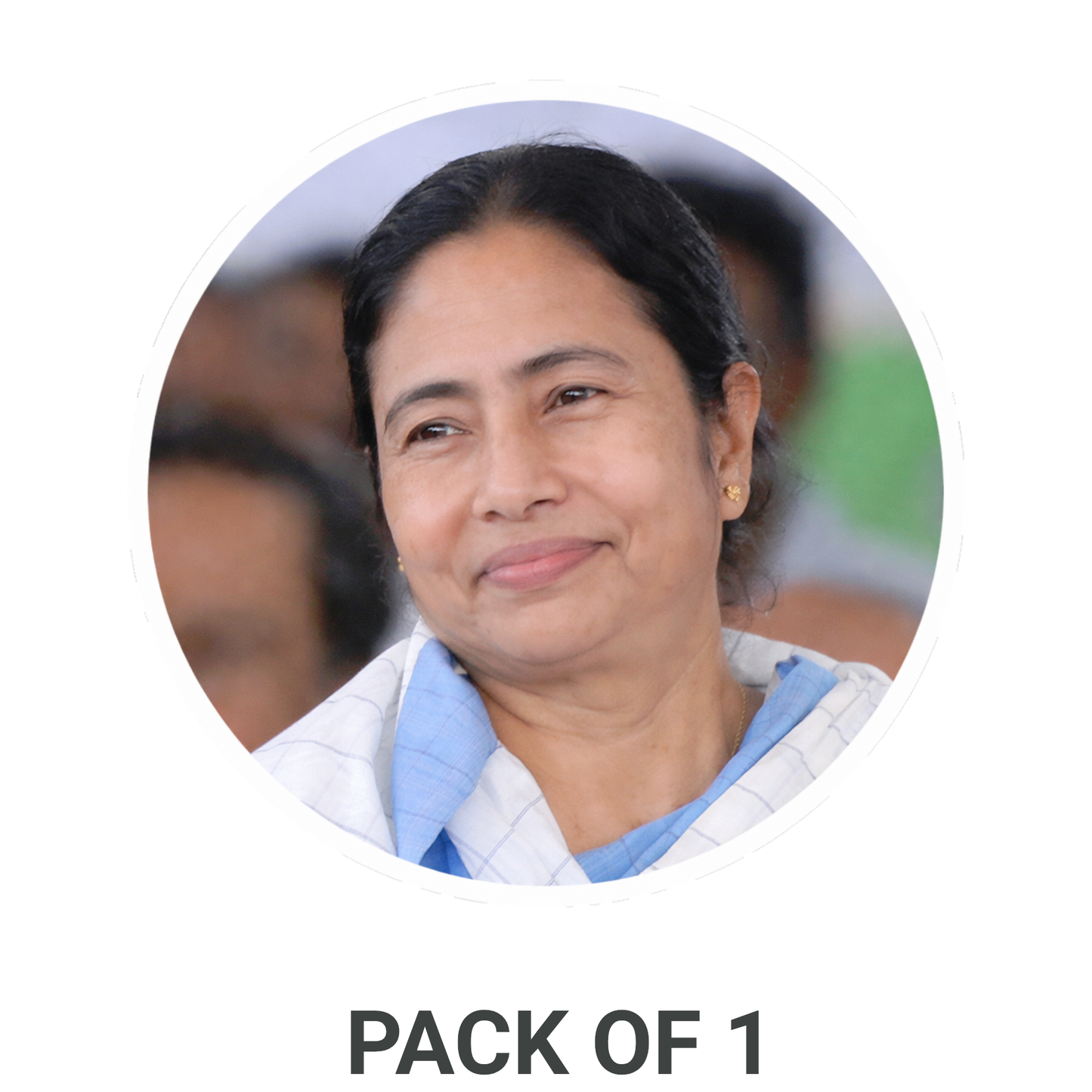 Smeeps Mamata Banerjee Portrait Sticker – 10.16 cm (4 Inch) Round Car & Bike Vinyl Decal | Waterproof UV Resistant Political Design