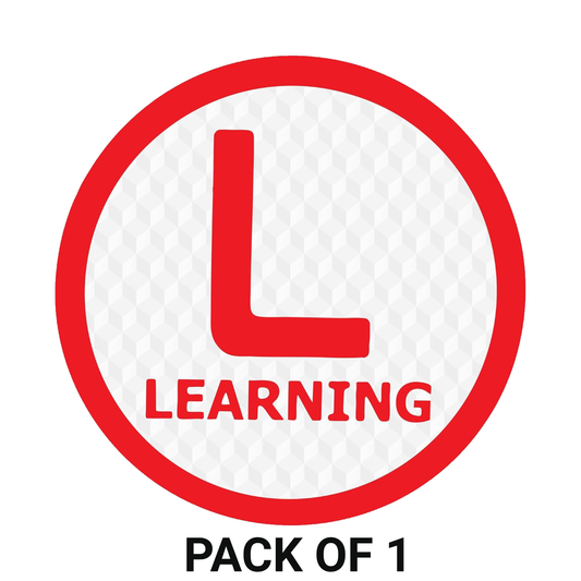 Smeeps Round Learning Stickers for Vehicles (15.24 cm) – “L” Symbol with “LEARNING” Text | Reflective Waterproof Vinyl, for Cars, Bikes & Scooters
