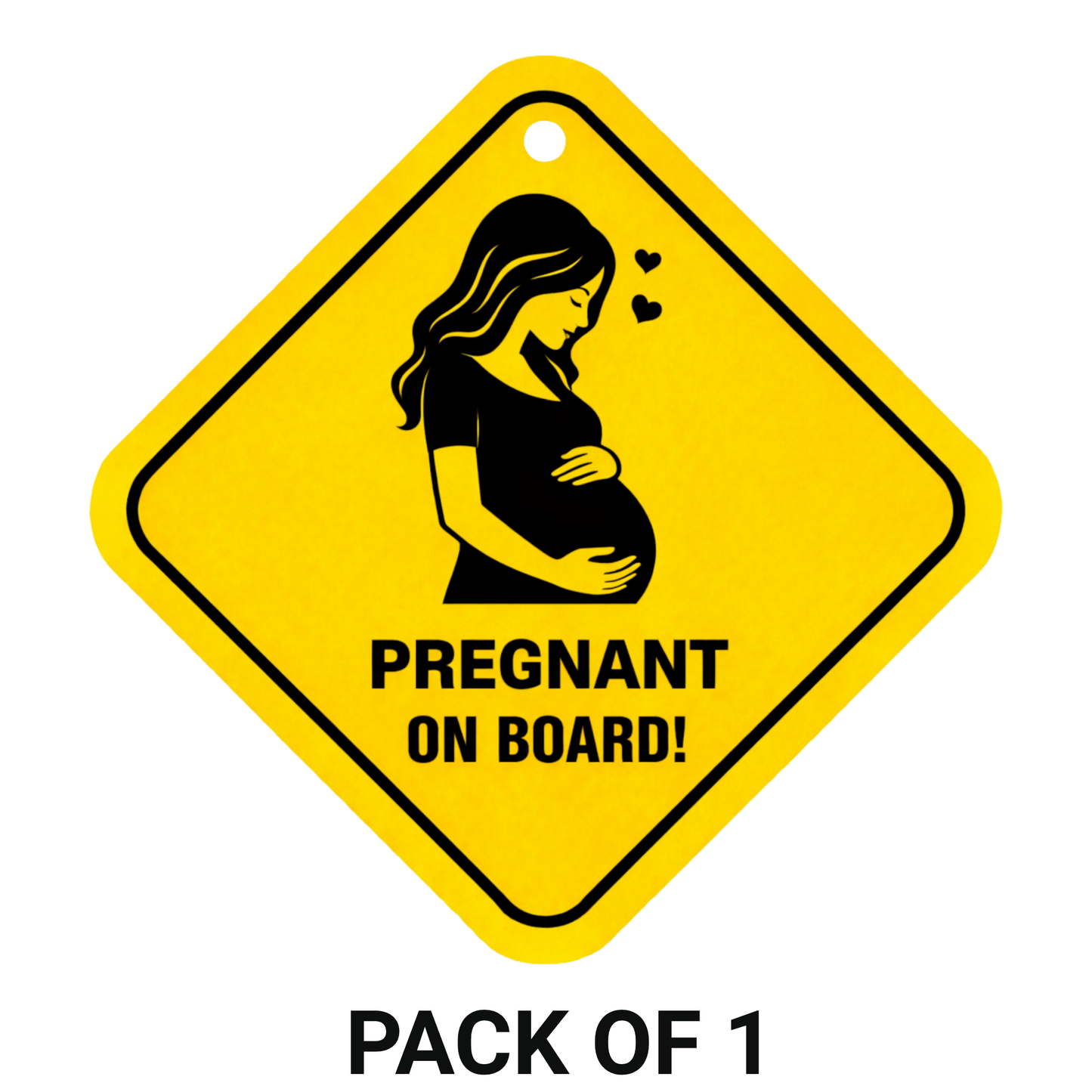 Smeeps Pregnant On Board Hanging Sign – 20.32 × 20.32 cm (8 × 8 Inch) Waterproof Maternity Safety Car Hanging Board with Suction Cup | Baby Safety Vehicle Warning Sign