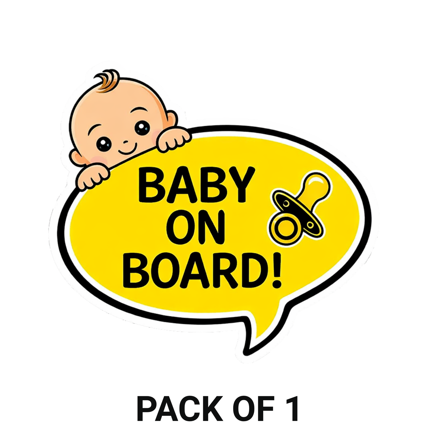 Smeeps Baby on Board Car Sticker – 14 × 13.71 cm (5.5 × 5.4 Inch) Cute Baby Safety Speech Bubble Vinyl Decal for Car | Waterproof UV Resistant Baby Sticker
