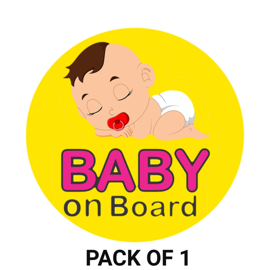 Smeeps Baby on Board Sticker – 15.24 cm Round | Adorable Sleeping Baby with Pacifier Design | Waterproof Vinyl Car Safety Sign