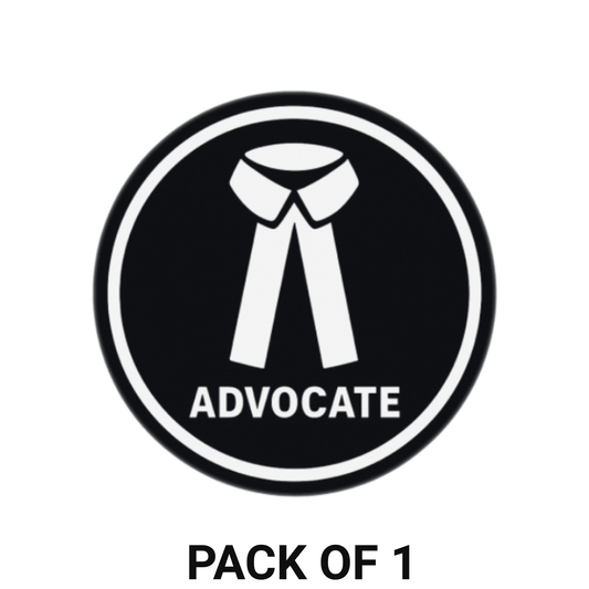 Smeeps Advocate Symbol Vinyl Sticker – 15.24 cm Round Black & White Lawyer Decal | Legal Professional Identity Tag for Car, Office, Laptop | Waterproof & UV-Resistant
