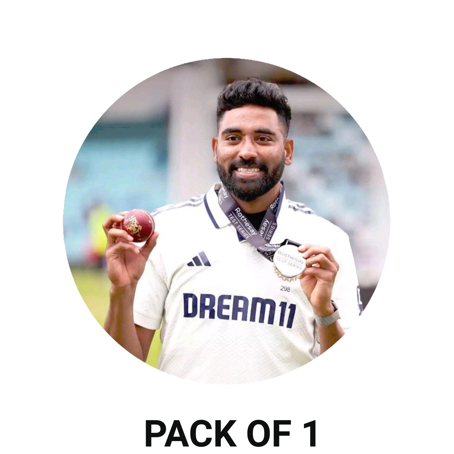 Smeeps Mohammed Siraj Sticker – 10.16 cm (4 Inch) Team India Fast Bowler Vinyl Decal | Waterproof UV Resistant Round Sticker
