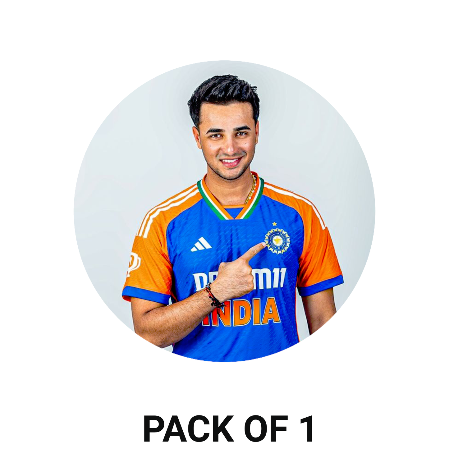 Smeeps Abhishek Sharma Sticker – 10.16 cm (4 Inch) India Jersey Fan Vinyl Decal | Waterproof UV Resistant Round Sticker