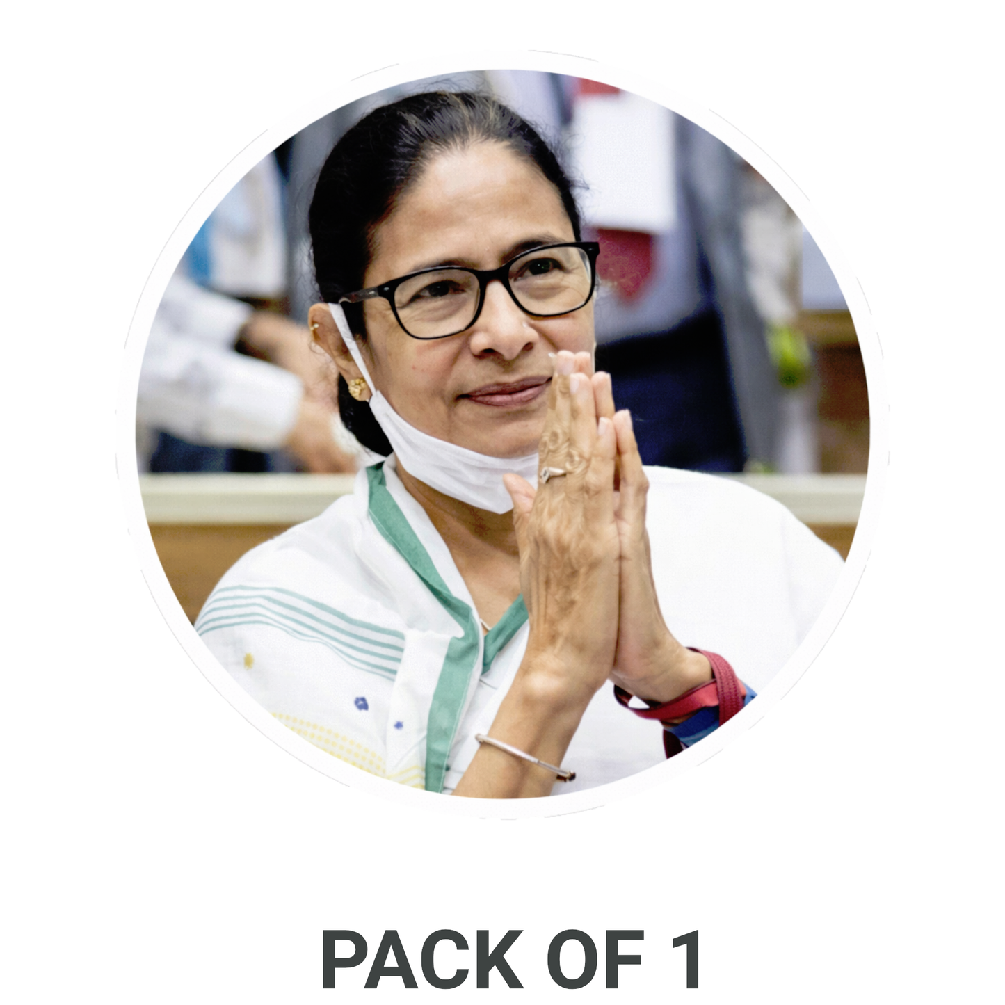 Smeeps Mamata Banerjee Portrait Sticker – 10.16 cm (4 Inch) Round Car & Bike Vinyl Decal | Waterproof UV Resistant Political Design