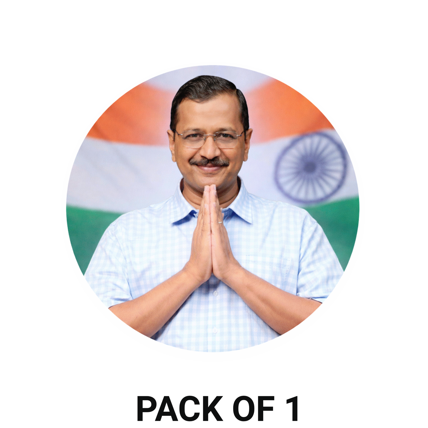 Smeeps Arvind Kejriwal Portrait Round Sticker – 10.16 cm (4 Inch) Car & Bike Vinyl Decal | Waterproof UV Resistant Political Sticker