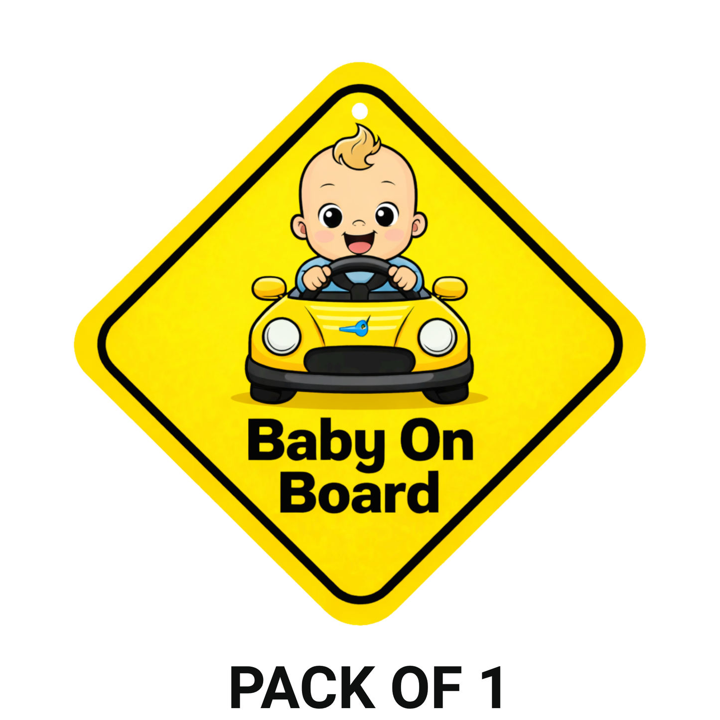 Smeeps Baby On Board Hanging Sign – 20.32 × 20.32 cm (8 × 8 Inch) Cute Baby Driving Car Waterproof Vehicle Hanging Board with Suction Cup | Safety Car Warning Sign for Cars