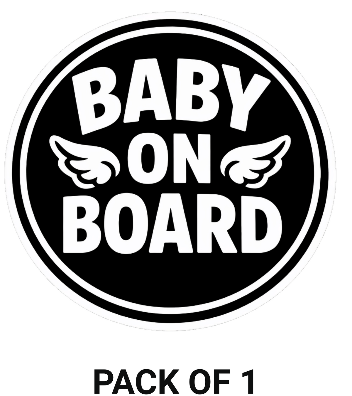 Smeeps Baby On Board Car Sticker – 15.24 × 15.24 cm (6 × 6 Inch) Waterproof Vinyl Safety Sticker for Cars | Black & White Round Baby Warning Decal | UV Resistant | Pack of