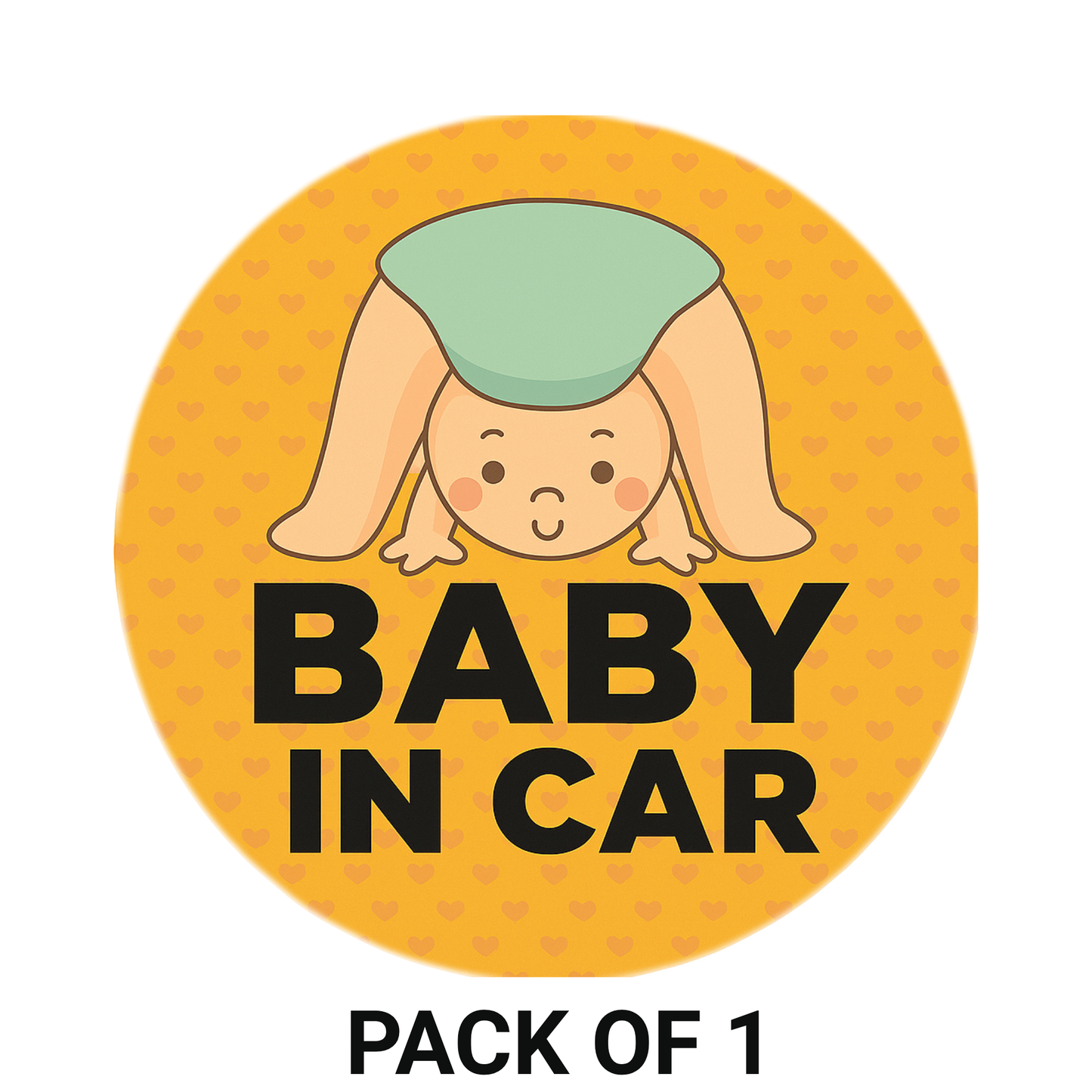 Smeeps Baby in Car Sticker – 15.24 cm Round | Cute Upside-Down Baby Design | Bright Orange Safety Sign for Vehicles