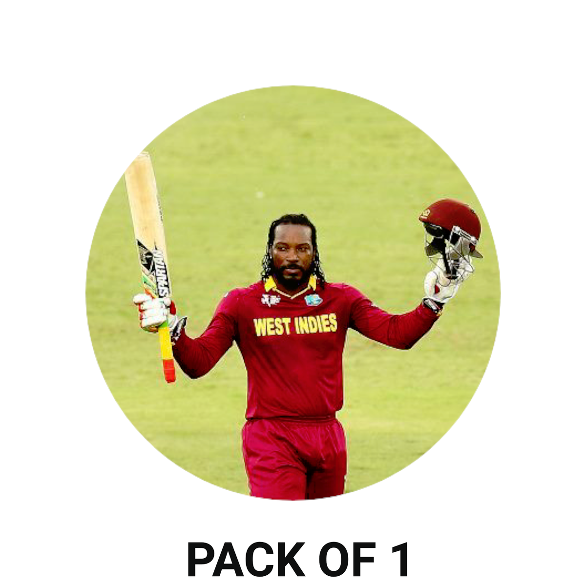 Smeeps Chris Gayle Sticker – 10.16 cm (4 Inch) West Indies Legend Fan Vinyl Decal | Waterproof UV Resistant Round Sticker