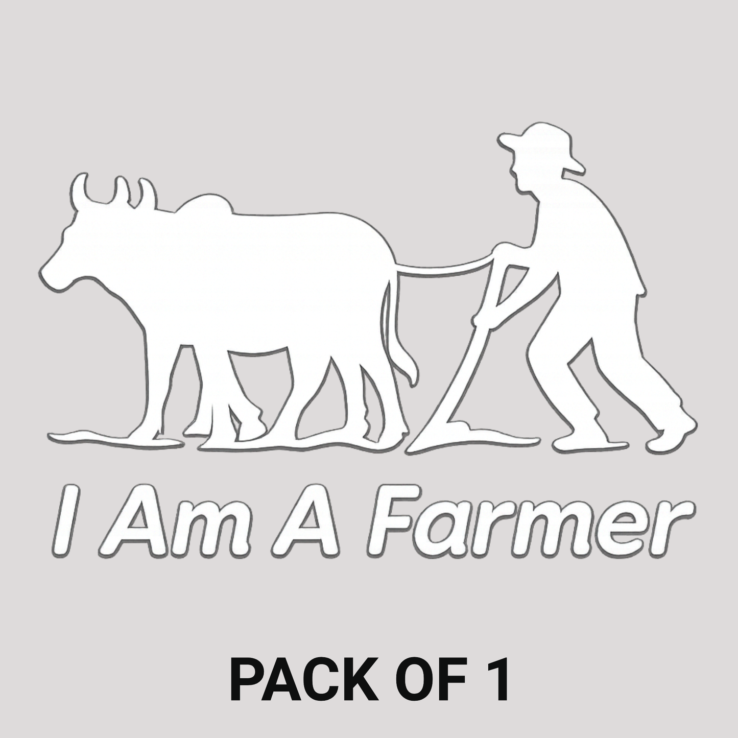 Smeeps I Am A Farmer Sticker – 7.62 x 11.43 cm Car & Bike Vinyl Decal | Farmer & Bull Silhouette Design | Waterproof & Durable