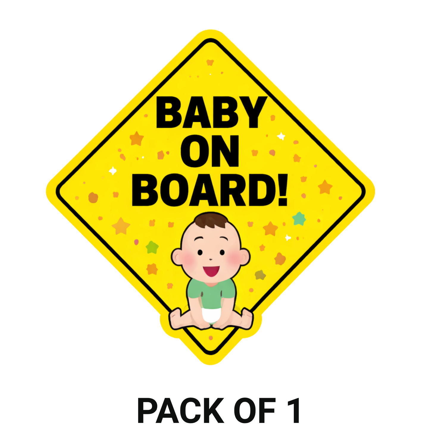 Smeeps Baby On Board Car Sticker – 14.23 × 14.23 cm (5.6 × 5.6 Inch) Cute Diamond Shape Baby Safety Vinyl Decal for Car | Waterproof UV Resistant Washable Sticker