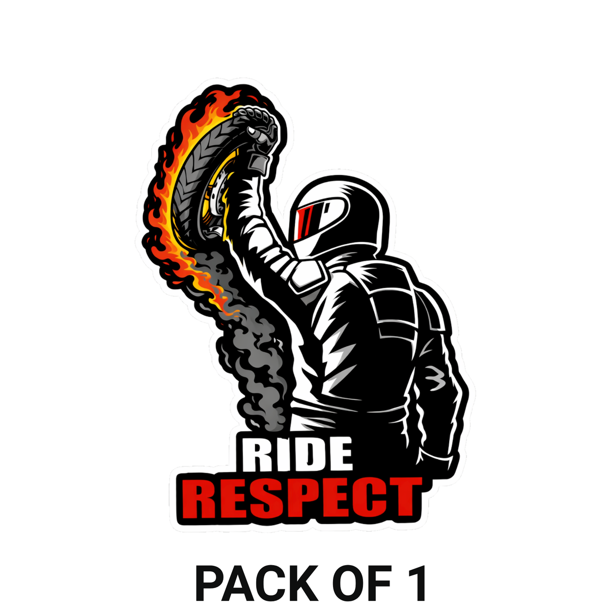 Smeeps Ride Respect Vinyl Sticker – 10.16 × 7.62 cm (4 × 3 Inch) Waterproof Bike Rider Decal | Stunt Rider Helmet Graphic | UV Resistant Wash Proof | Pack of 1