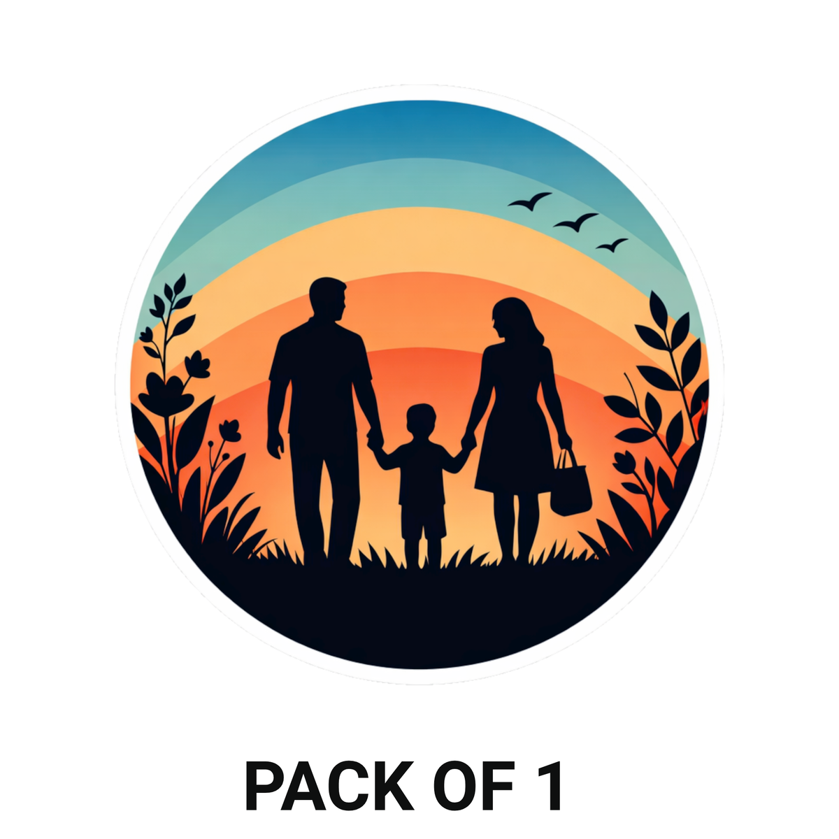 Smeeps Family Sunset Vinyl Sticker – 10.16 × 10.16 cm (4 × 4 Inch) Waterproof Family Car Sticker for Rear Windshield & Car Body | UV Resistant | Wash Proof | Pack of 1