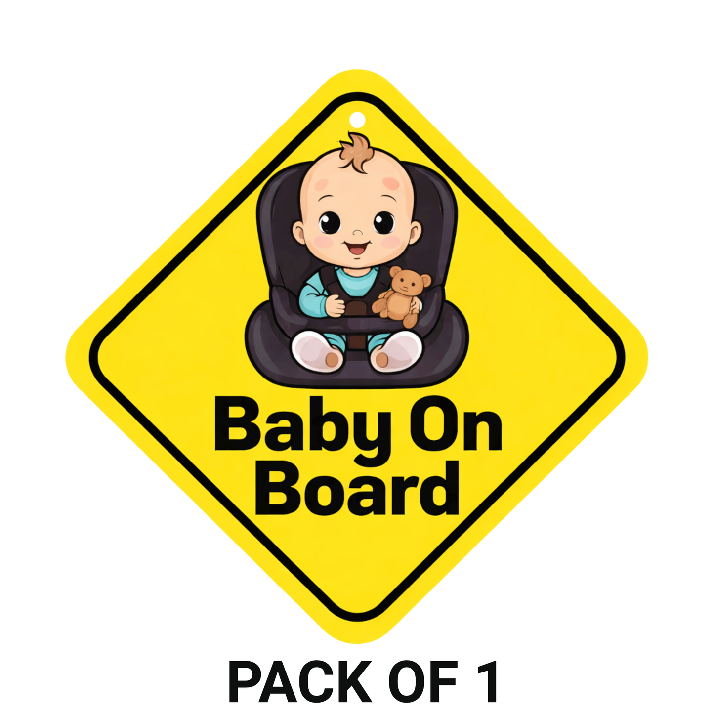Smeeps Baby On Board Hanging Sign – 20.32 × 20.32 cm (8 × 8 Inch) Cute Baby Car Seat Waterproof Hanging Board with Suction Cup | Infant Safety Vehicle Warning Sign