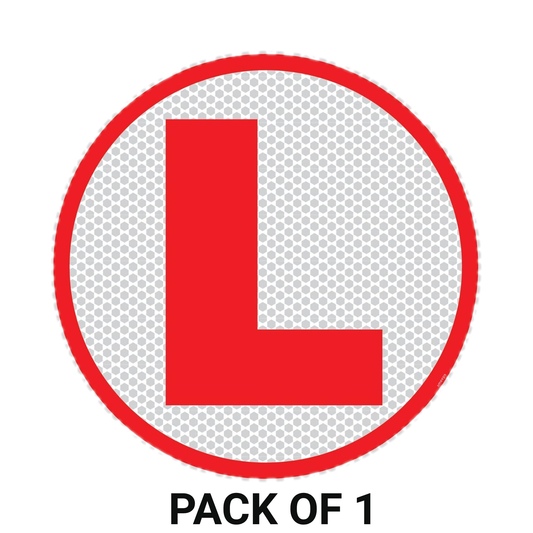 Smeeps Reflective L Plate Sticker for Learner Drivers – 15.24 cm Round Red & White Vinyl | Waterproof & UV-Proof for Cars, Bikes & Training Vehicles