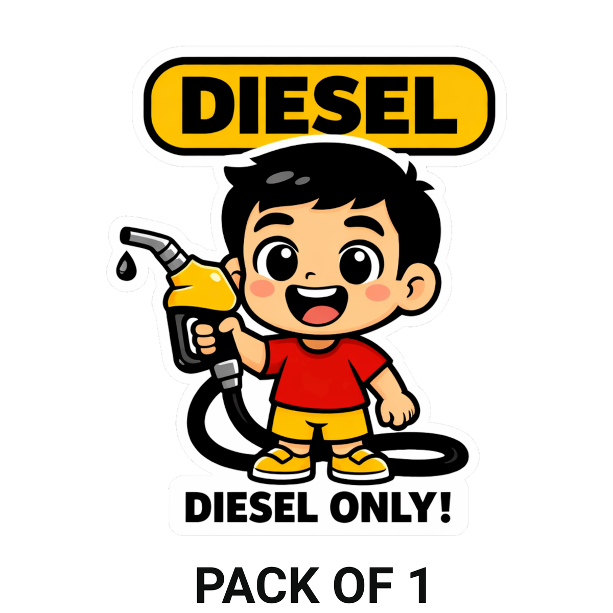 Smeeps Diesel Only Cartoon Fuel Sticker – 10.16 × 8.13 cm (4 × 3.2 Inch) Waterproof Vinyl Fuel Lid Sticker for Diesel Cars | UV Resistant | Wash Proof | Pack of 1