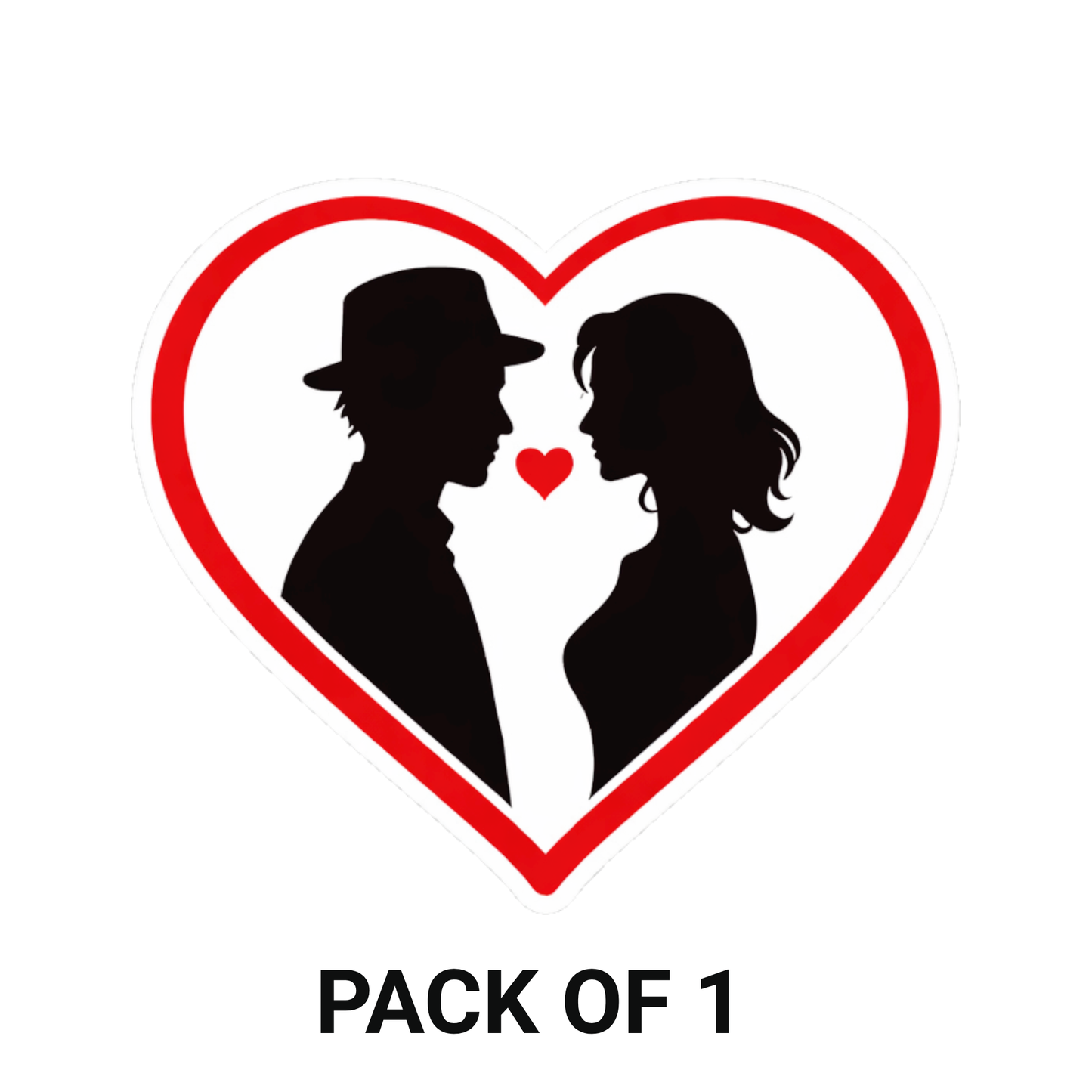 Smeeps Romantic Couple Heart Shape Sticker – 10.16 × 8.89 cm (4 × 3.5 Inch) Premium Vinyl Decal | Love Couple Silhouette Design | Waterproof UV Resistant Wash Proof | Pack of 1