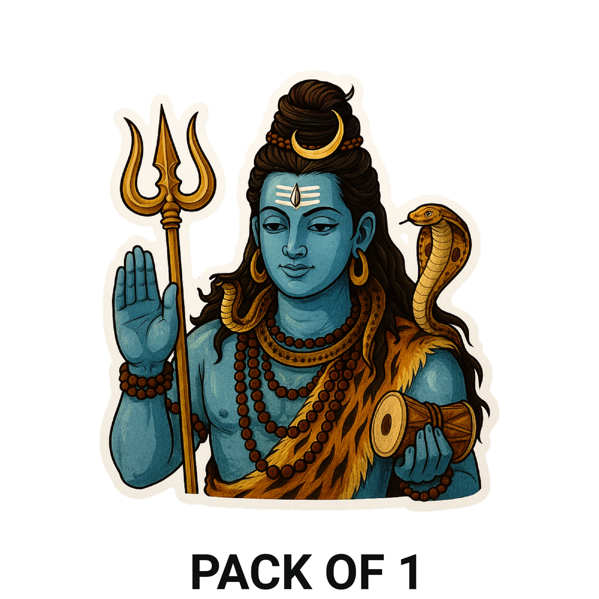 Smeeps Lord Shiva Sticker – 10.16 x 9.15 cm Mahadev Trishul & Damru Vinyl Decal | Hindu God Bholenath Sticker | Waterproof & UV-Resistant