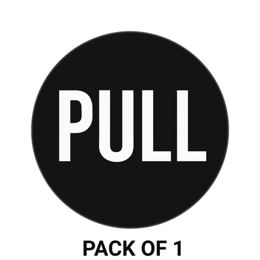 Smeeps Round “PULL” Door Sticker – 15.24 cm | Matte Black Finish with Bold White Text | Easy Peel & Stick Vinyl Decal | Ideal for Offices, Stores & Restaurants