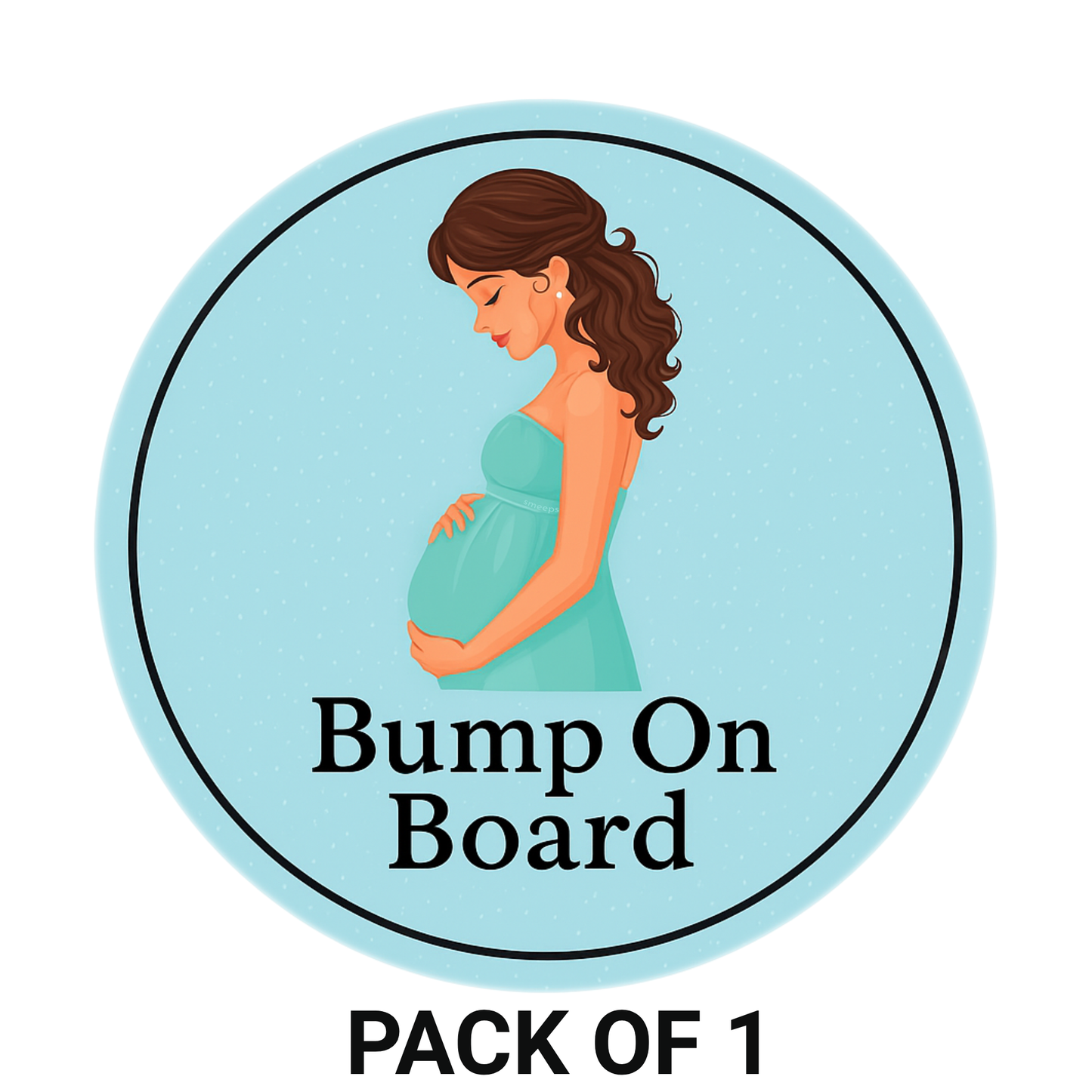 Smeeps Bump on Board Sticker – 15.24 cm Round | Soft Pastel Blue Design | Alert Sign for Pregnant Moms in Transit