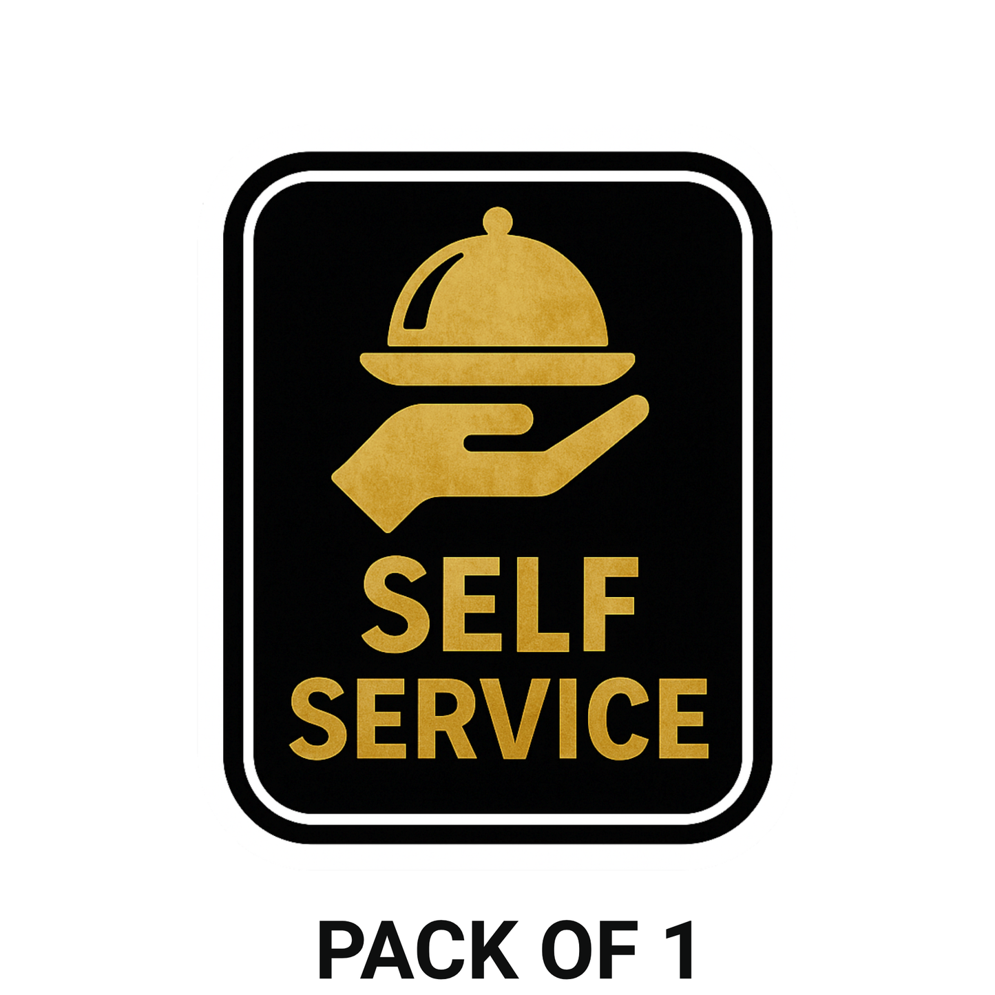Smeeps Self Service Sticker – 12.2 x 15.24 cm Gold & Black Sign | Waterproof, Durable Vinyl for Cafes, Hotels & Restaurants