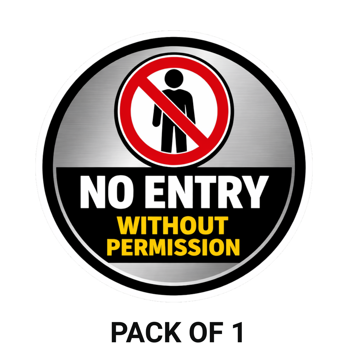Smeeps No Entry Without Permission Round Sticker – 15.50 × 15.24 cm (6.1 × 6 Inch) Waterproof Vinyl Door Sign | Restricted Access Warning Decal | UV Resistant Washproof Office Safety Sticker | Pack of 1