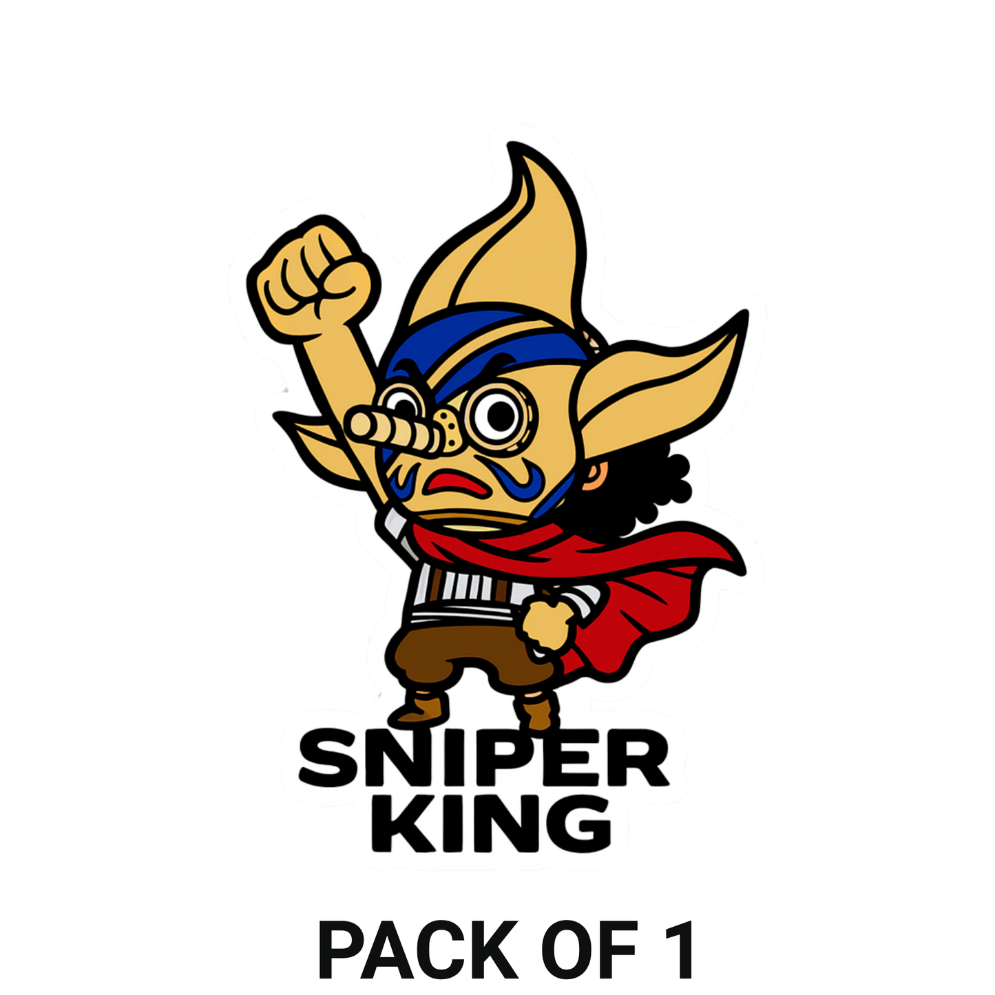 Smeeps Sniper King Sticker – 10.42 x 7.62 cm Car & Bike Vinyl Decal | One Piece Usopp Superhero Mask Design | Waterproof & UV Resistant
