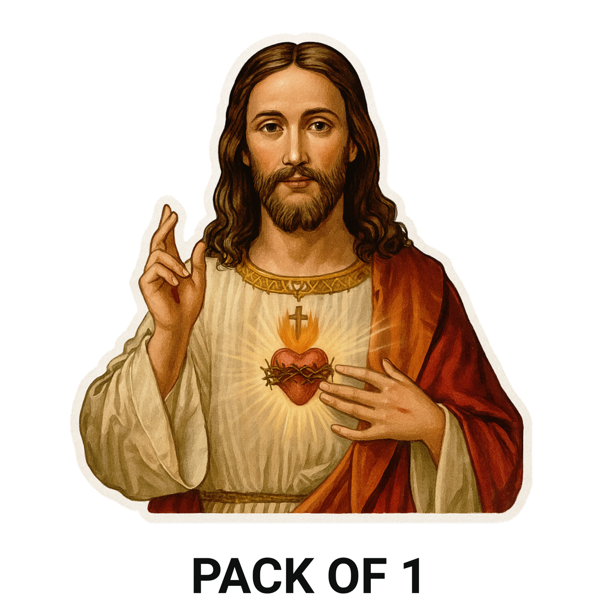 Smeeps Jesus Sacred Heart Sticker – 9.40 x 10.16 cm Car & Bike Vinyl Decal | Christian Blessing Sticker | Waterproof & UV-Resistant