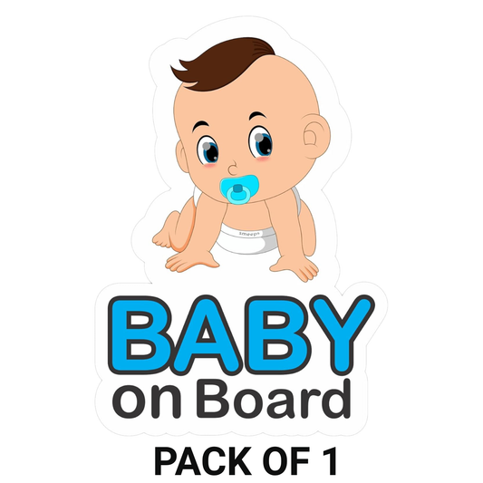 Smeeps Baby on Board Car Sticker, 14 x 9.57 cm Die-Cut Vinyl Decal – Crawling Baby with Pacifier Design, Waterproof & High Visibility for Safety Awareness