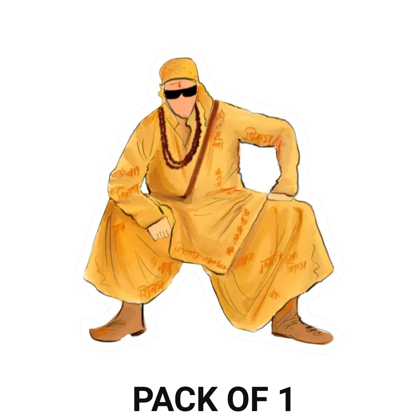 Smeeps Cool Monk Sticker – 8.64 x 10.16 cm Trendy Spiritual Vinyl Decal | Unique Saffron Robe Design | Waterproof & Durable