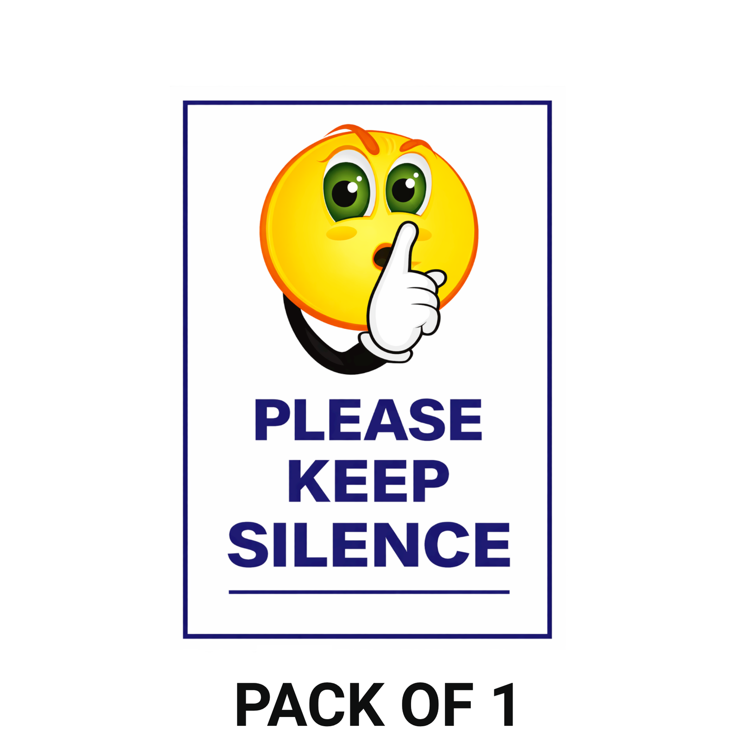 Smeeps Please Keep Silence Sticker – 15.24 × 10.67 cm (6 × 4.2 Inch) Emoji Quiet Zone Instruction Vinyl Sign | Waterproof UV Resistant Wash Proof Durable